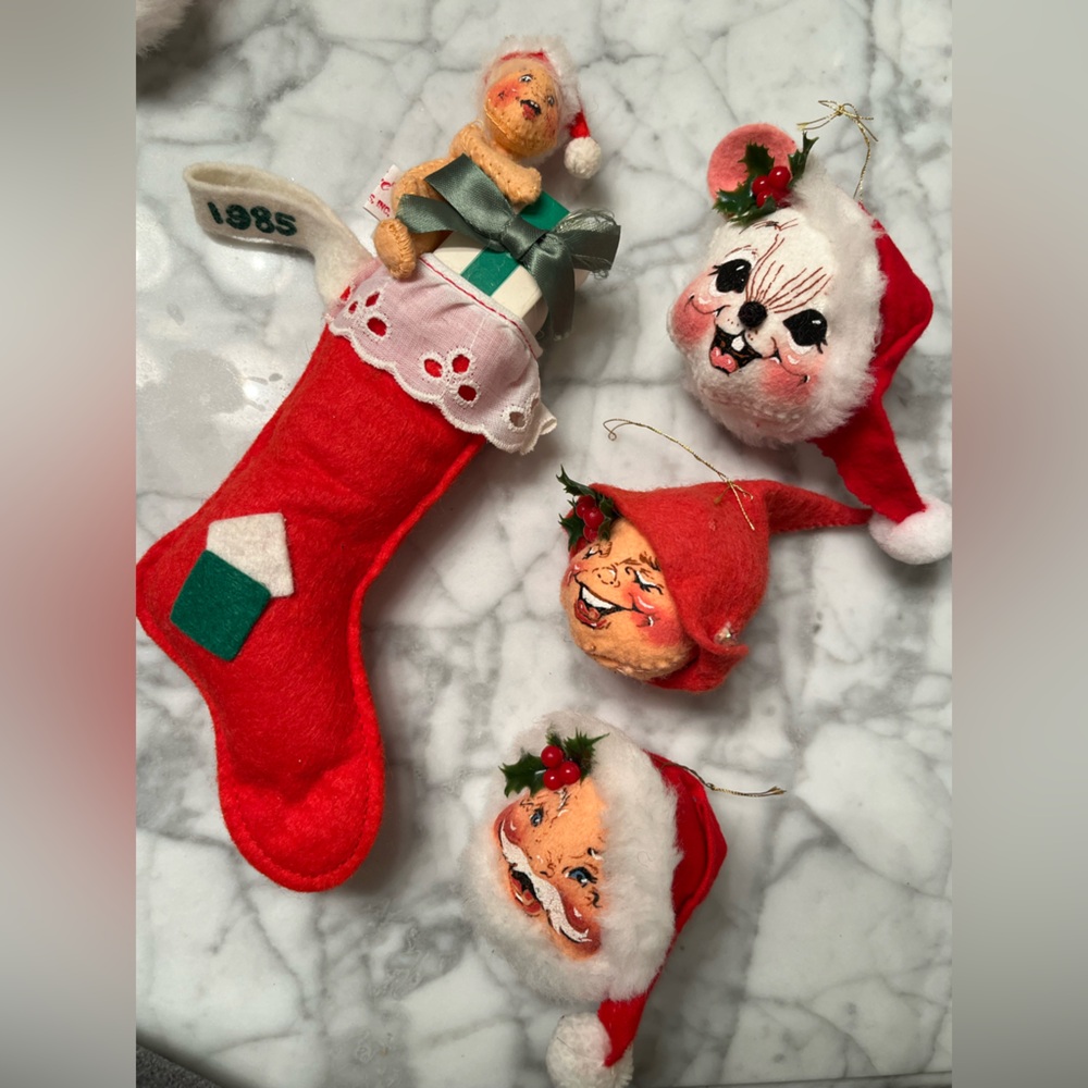 Annalee Dolls Christmas ornaments. Made in the USA.  Good condition.